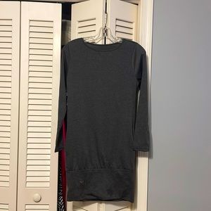 J&O Park Gray Crew Neck Long Sleeve Blouson Dress with pockets